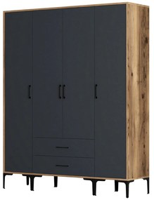 Guarda-roupa Kumsal STS – Nogueira e Antracite – 160x47,5x201,4 cm