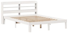 Estrutura cama c/ cabeceira 135x190 cm pinho maciço branco