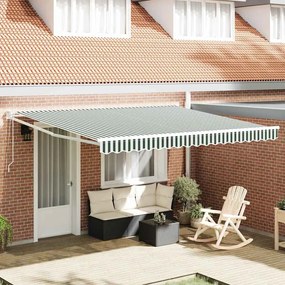vidaXL Toldo Retrátil Automático Verde e Branco 400x300 cm