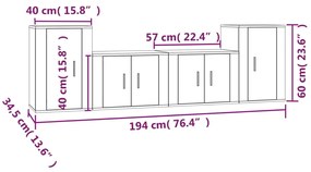 Conjunto móveis de TV 4 pcs madeira processada cinzento cimento