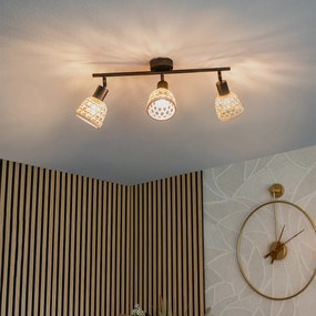 Projetores Orientais Pretos com Bambu 3 Luzes - Rayan