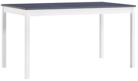 Mesa de jantar 140x70x73 cm madeira de pinho branco e cinzento