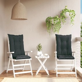 vidaXL Almofadões cadeiras altas de jardim 2pcs tecido xadrez preto