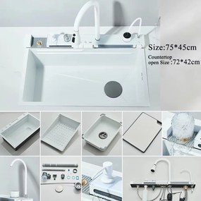 Lava-Loiça de Cozinha em Aço Inoxidável 304 com Cascata e Display Digi