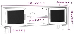 Móvel de TV 105x30x40 cm pinho maciço/vime natural castanho