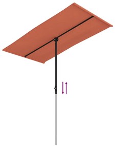 Guarda-sol de jardim c/ poste de alumínio 180x110 cm terracota