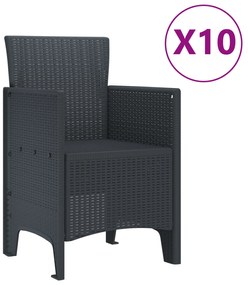 Conjunto de Jantar vidaXL 11 Peças Antracite Rattan Poliéster