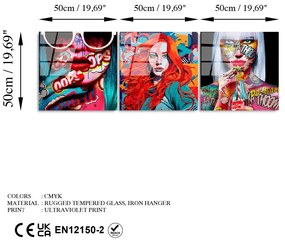 Conjunto de Quadros Decorativos em Vidro Temperado UV-858 – Multicolor