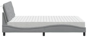 Cama com colchão 140x200 cm tecido cinzento-claro