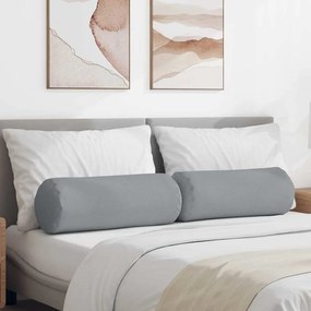 vidaXL Almofadas de Apoio 2 pcs Cinzento-claro Ø 25 x 70 cm tecido