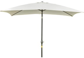 Outsunny Chapéu de Sol de Alumínio 200x300x240cm Chapéu de Sol Retangular de Jardim Inclinável com Manivela e Mastro Desmontável para Terraço Piscina Pátio Exterior Creme
