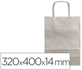 Saco de Papel Basika Kraft Prata L com Asa Torcida 320x400x14 mm