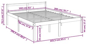 Estrutura de cama 160x200 cm pinho maciço branco