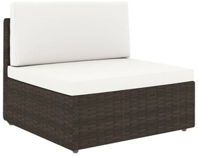 9 pcs conjunto lounge p/ jardim c/ almofadões vime PE castanho