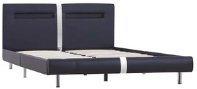 Estrutura de cama com LED 140x200 cm couro artificial preto