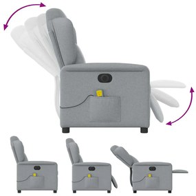 Poltrona de massagens reclinável elétrica tecido cinzento-claro