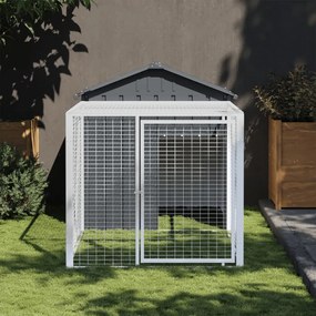 172353 vidaXL Galinheiro com anexo 117x201x123 cm aço galvanizado antracite