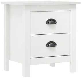 288904 vidaXL Mesa de cabeceira Hill 46x35x49,5 cm pinho maciço branco