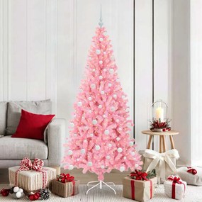 vidaXL Árvore de Natal com 300 LEDs com suporte Rosa 180 cm PVC