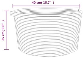 Cesto de arrumação Ø45x25 cm algodão cinzento e branco