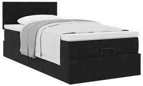 Estrutura de cama otomana vidaXL com colchão preto 100x200cm Veludo
