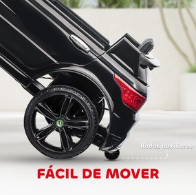 Carro Elétrico SUV Infantil 12V com 2 Motores Controlo Remoto Faróis Buzina Bluetooth Música USB e Abertura de Porta 3-5km/h 110x68x52cm Preto