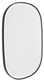 Espelho de casa de banho preto com LED e dimmer tátil oval - Miral Moderno