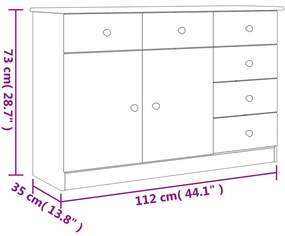 Aparador ALTA 112x35x73 cm madeira de pinho maciça branco