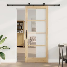 Porta Deslizante vidaXL com Conjunto de Ferragens 'ORKDAL'Madeira Maci