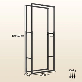 Outsunny Suporte para Lenha Extensível Suporte para Lenha Metálico com