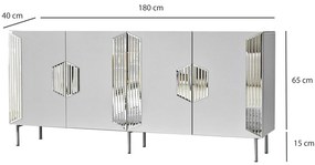 Console Dubai – Branco e Prateado – 180x80x40 cm