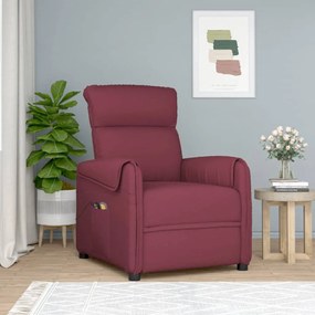 vidaXL Poltrona elevatória de massagens tecido vermelho tinto