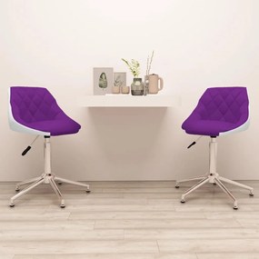 vidaXL Cadeiras de jantar giratórias 2 pcs couro art. roxo/branco