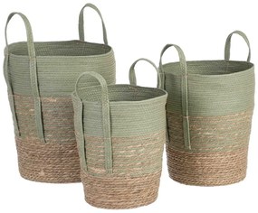 Conjunto de Cestos 42 X 42 X 48 cm Menta Fibra Natural (3 Peças)