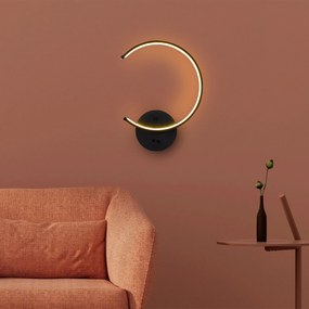 Candeeiro de Parede Moon - Preto - 33cm x 46cm x 6cm