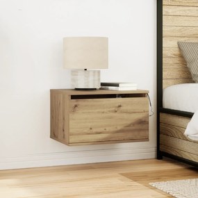 Mesa de cabeceira vidaXL com LED em Carvalho Artisan 50x36x30 cm