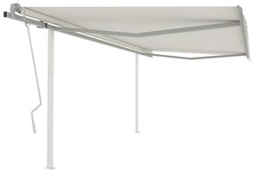 Toldo retrátil manual com postes 4,5x3,5 m cor creme