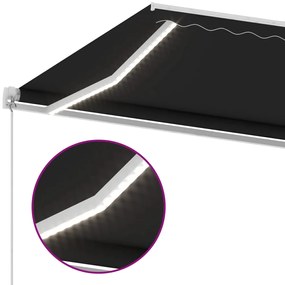 Toldo retrátil manual c/ LED 350x250 cm antracite