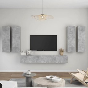 vidaXL Conjunto móveis de TV 6 pcs madeira processada cinzento cimento