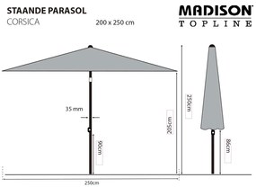 Madison Guarda-sol Corsica 200x250 cm cinzento