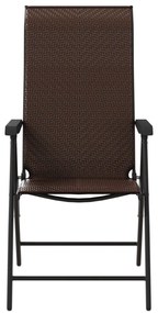 Cadeiras de jardim dobráveis 4 pcs vime PE castanho