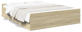 vidaXL Estrutura de cama c/ gavetas derivados madeira carvalho sonoma