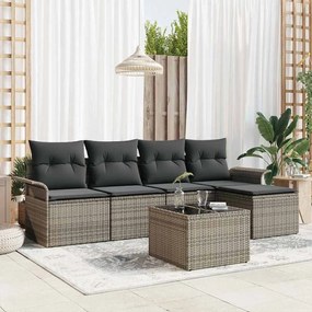 vidaXL Conjunto de Sofá de Jardim com 5 Peças e Almofadas Negras de Rattan Poliéster