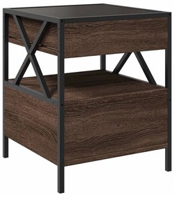 Mesa de cabeceira c/ LED Infinity 40x40x51 cm carvalho castanho