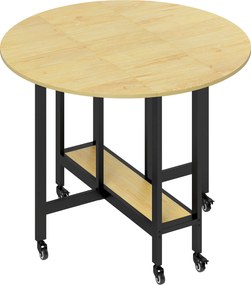 HOMCOM Mesa de Jantar Dobrável com Rodízios Mesa de Cozinha para 4 Pessoas com Prateleira Integrada 100x100x75 cm Carvalho | Aosom Portugal