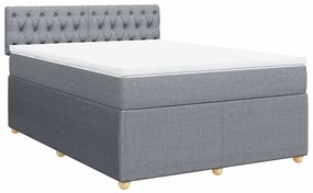 Cama com molas/colchão 160x200 cm tecido cinzento-claro