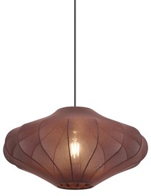 Candeeiro suspenso Japandi castanho com abajur de tecido 50cm - Plu Design