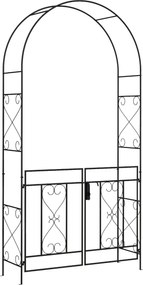 Outsunny Arco de Jardim com Portão Estilo Ferro Forjado 114x36x232 cm Preto | Aosom Portugal
