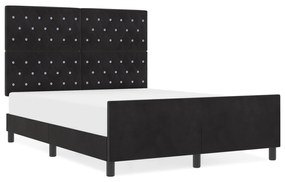 Estrutura de Cama de Veludo Preto vidaXL 140x200 cm