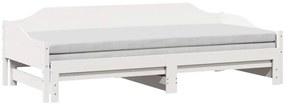 Sofá-cama com gavetão 90x190 cm madeira de pinho maciça branco
